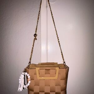 NWOT Salvatore Ferragamo Tan Woven Shoulder Bag